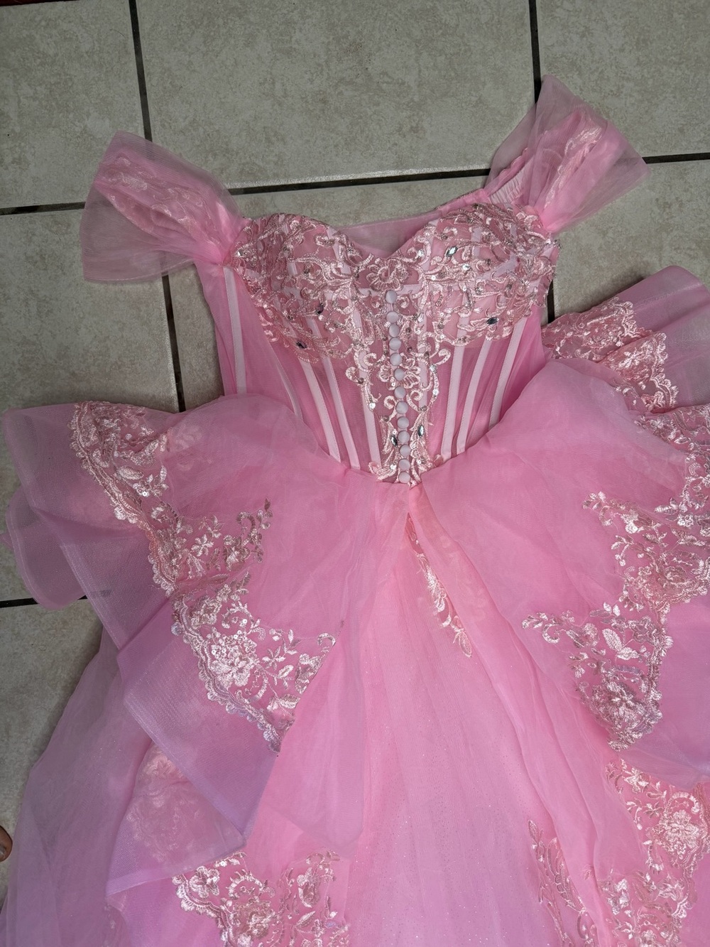 Pink Princess Ball Gown Quince Prom Cosplay Corset Dress Size 6 NWOT - Picture 9 of 16